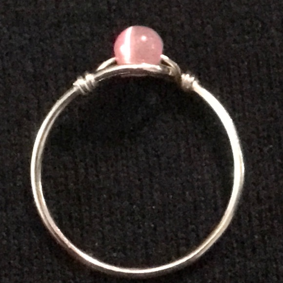 Cat’s Eye bead (Pink) Sterling Silver Ring - Picture 2 of 2